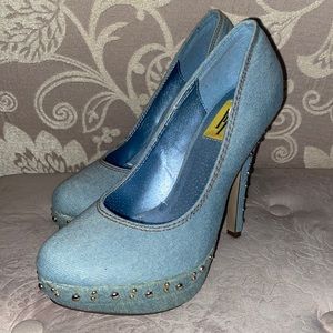 FRH Denim Studded Heels